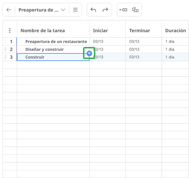 Personalizar tareas del diagrama de Gantt