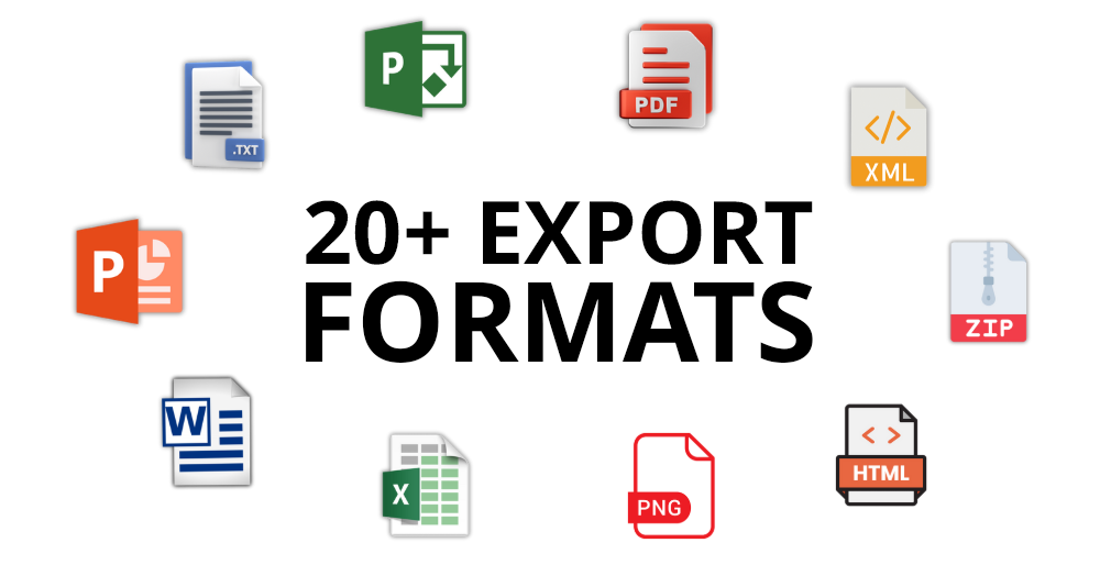 20+ Export formats for mind maps