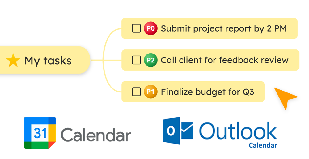 Sync tasks with external calendars