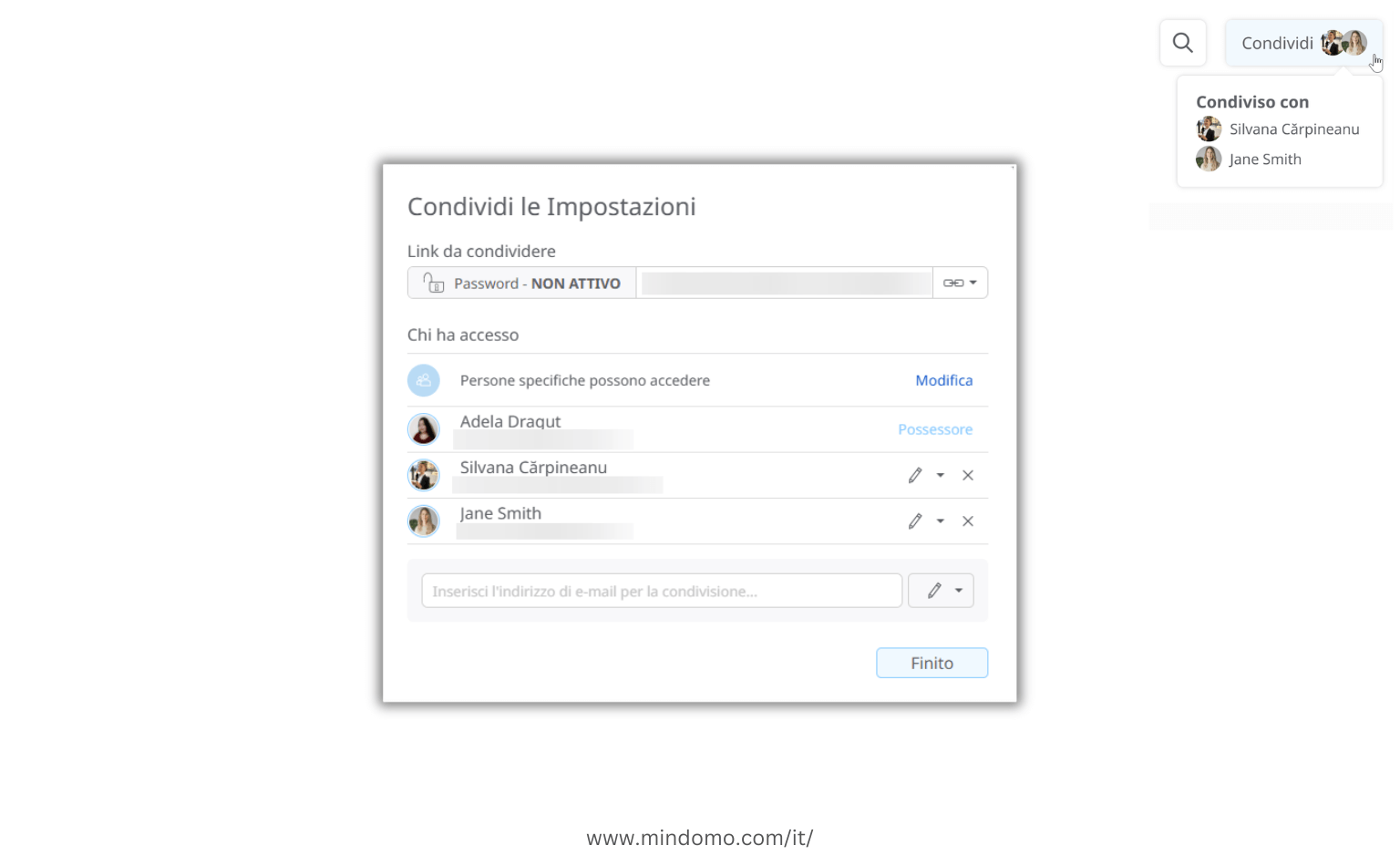 Condividi i tuoi diagrammi Mindomo